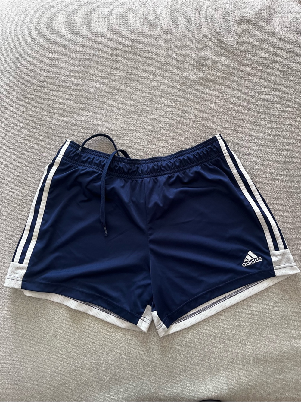 adidas women’s  Navy Athletic Running Shorts with White Trim